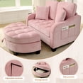 thumbnail image 6 of MIKIBAMA 51 Inch Pink Oversized Chenille Chaise Lounge Chair Tufted Convertible Design Adjustable Backrest With Ottoman for Small Spaces, 6 of 7
