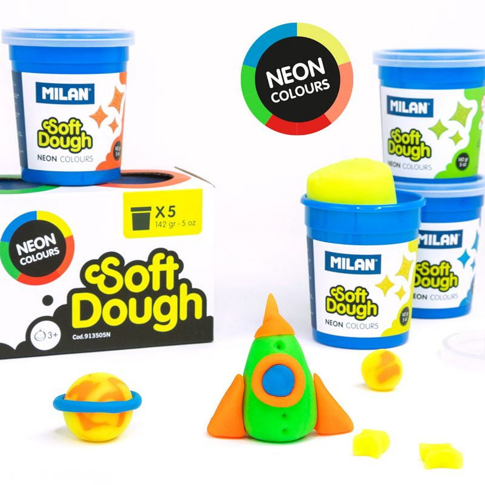 MILAN Soft Dough Neon Colors Play Dough - 5 Color Multicolor