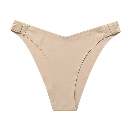 IROINNID Thong Underwear For Women High-Cut Summer Seamless Silk Quick-drying Elastic Briefs Solid Color Invisible Panties