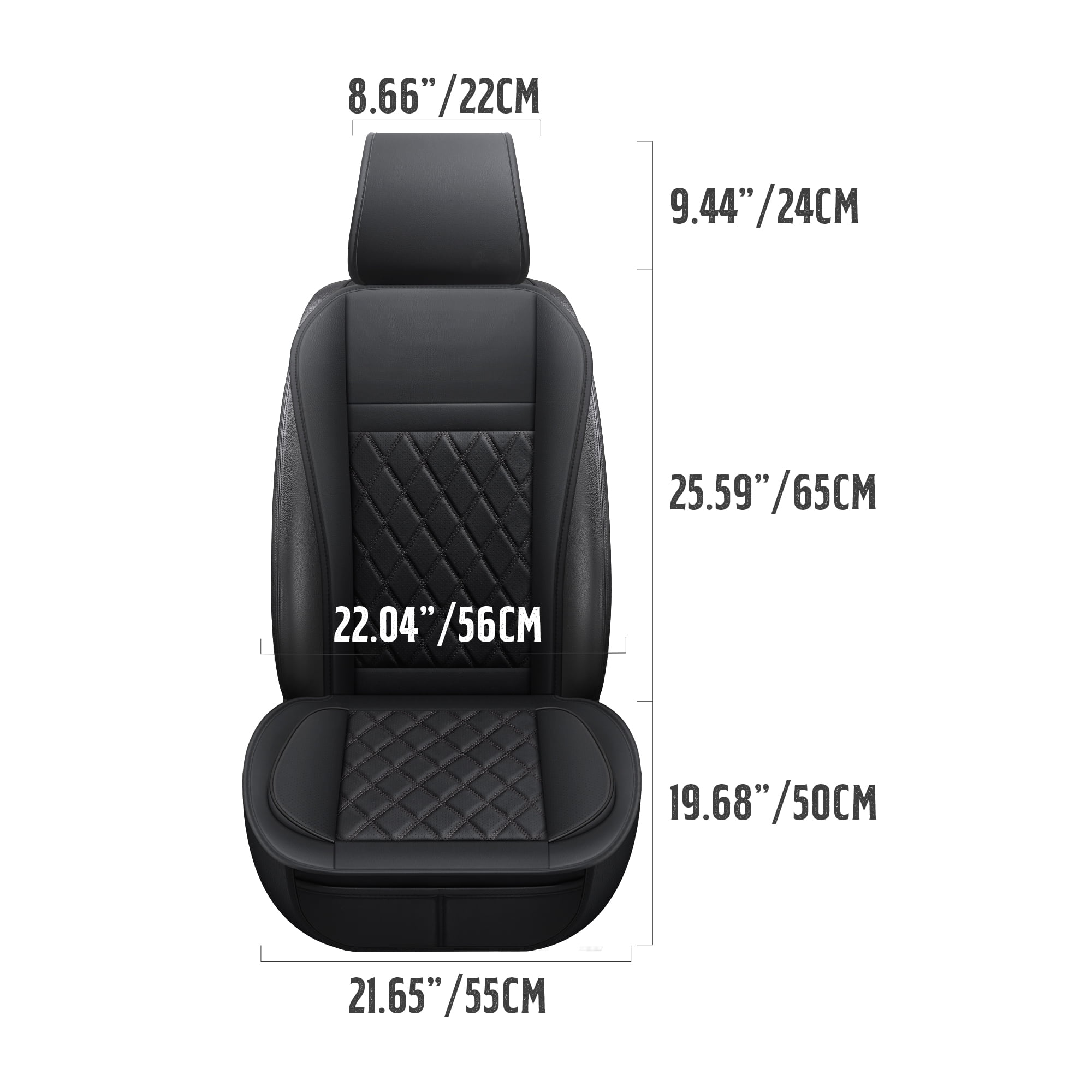 Universal Front Car Seat Covers for 2 Seats, Full Surround Protection, Luxury Black Design, Compatible with Cars SUVs Trucks, Anti-Wear Waterproof Front Seat Protector Set