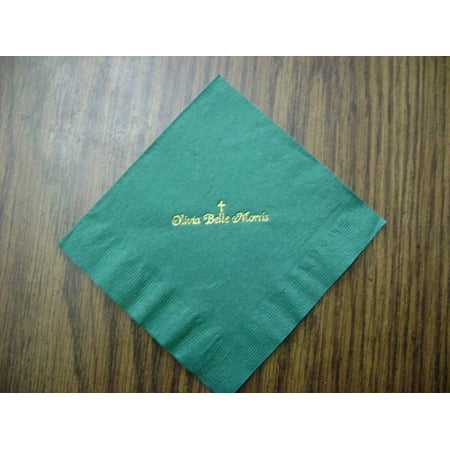 50pcs Personalized Baptism Beverage Napkins, Custom Religious Stamped Cocktail Napkins, Foil Stamped paper dinner napkins, Beverage Napkins, party napkins for reception disposable decorative 5"x5"