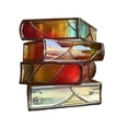 thumbnail image 3 of Maceta decorativa con forma de libro, diseño de arcoíris brillante, resina, libros inclinados, torre 4 capas, 3 of 9