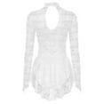 thumbnail image 2 of TiaoBug Women's Lace Figure Ice Skating Dress Long Sleeve Ballet Dance Leotard Dress Lyrical Performance Costume Ivory XS, 2 of 8