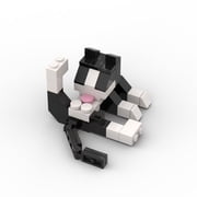MOC Cow Cat Building Blocks Set, A Cute Cat Licking Hair, Desktop Decoration Gift for Friends 62pcs