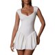 thumbnail image 3 of Vestido Vestido ajustado para mujer Vestido sin mangas con dobladillo con volantes Traje de baile plisado ajustado Cgtredaw M Blanco para Mujer, 3 of 7