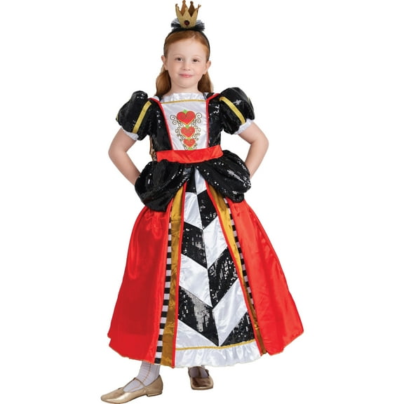 Dress-Up-America Queen of Hearts Costume for Girls - Red Queen Costume for Kids