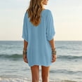 thumbnail image 4 of Omexry Vacation Dresses Women's Solid Color Half Sleeve Collared Mini Dress Casual Summer Dress, 4 of 9