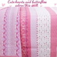 thumbnail image 6 of Cozy Line Home Fashions Butterfly Knit Print Pink Purple Cotton Quilt Bedding Set with Décor Throw Pillows, 6 Piece Queen, 6 of 9