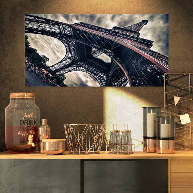 Paris Paris Tour Eiffel Style Dramatique Grunge - Impression sur Toile Paysage Urbain