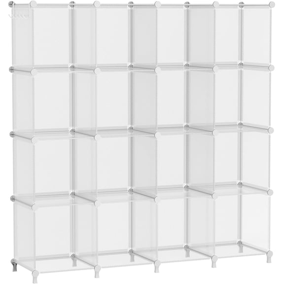 16-Cube Clear Plastic Stackable Storage Shelf Organizer