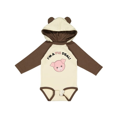 

Inktastic I m a Pig Deal Cute Pig Pun Gift Baby Boy or Baby Girl Long Sleeve Bodysuit