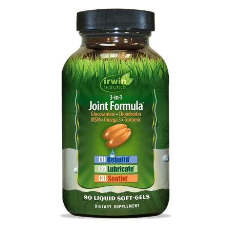 Irwin Naturals 3-in-1 Joint Formula - Powerful Joint Support Supplement with Glucosamine, Chondroitin, Turmeric & Boswellia - 90 Liquid Softgels
