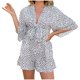 thumbnail image 1 of Mono estampado de verano para mujer Mono ajustado de manga corta con cuello en V Mono de playa Mono de sol Fridja  alkflakhf36761, 1 of 7
