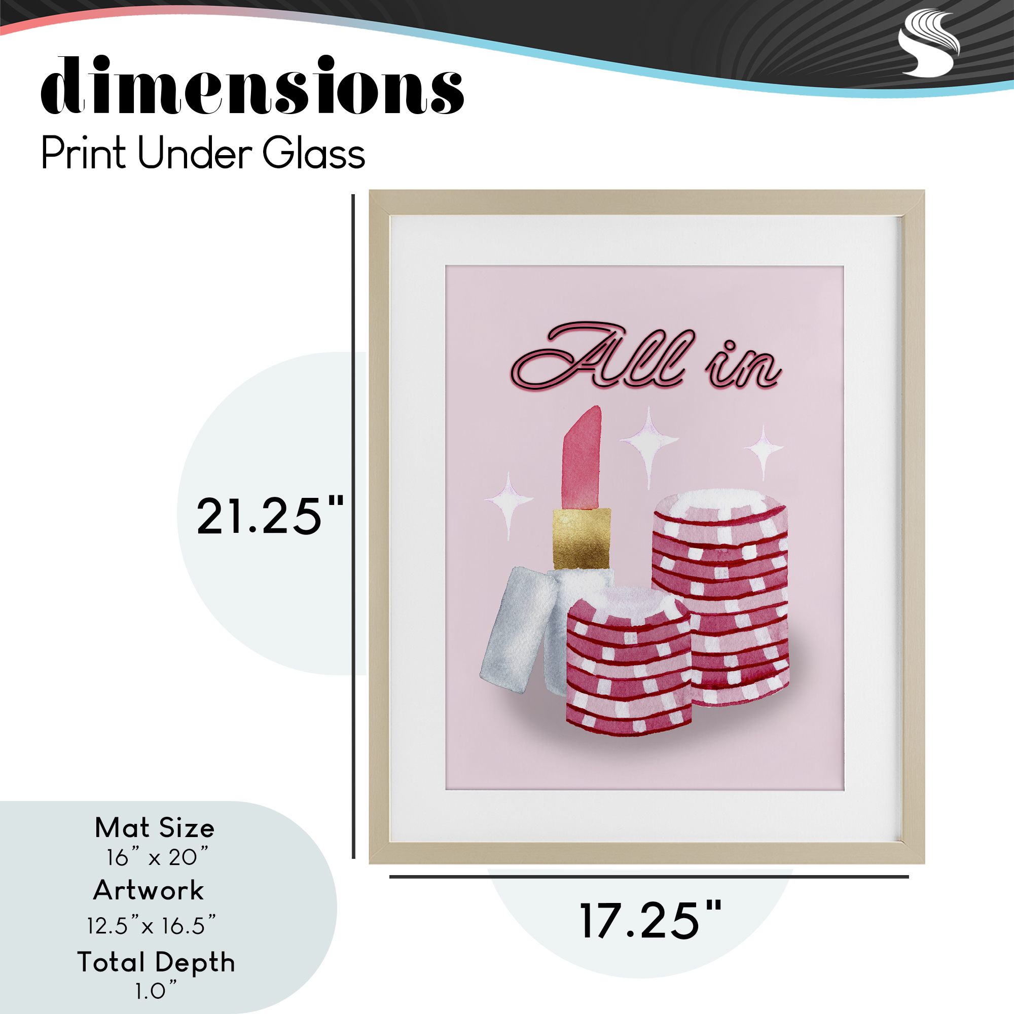 All In Poker Chips & Lipstick Birch Framed Print Under Glass, design by Nina Jacobs