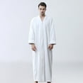 thumbnail image 3 of Albornoz para hombre y mujer, ropa de dormir suave, chal de kimono, cremallera gruesa informal, 3 of 3