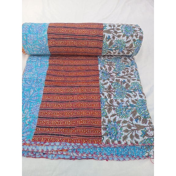 Patchwork Quilt Kantha Quilt Handmade Vintage Quilts Assorted Bedding Throw Blanket Bedspread Quilting Mixed Hippie Quilts AandETextileHouse