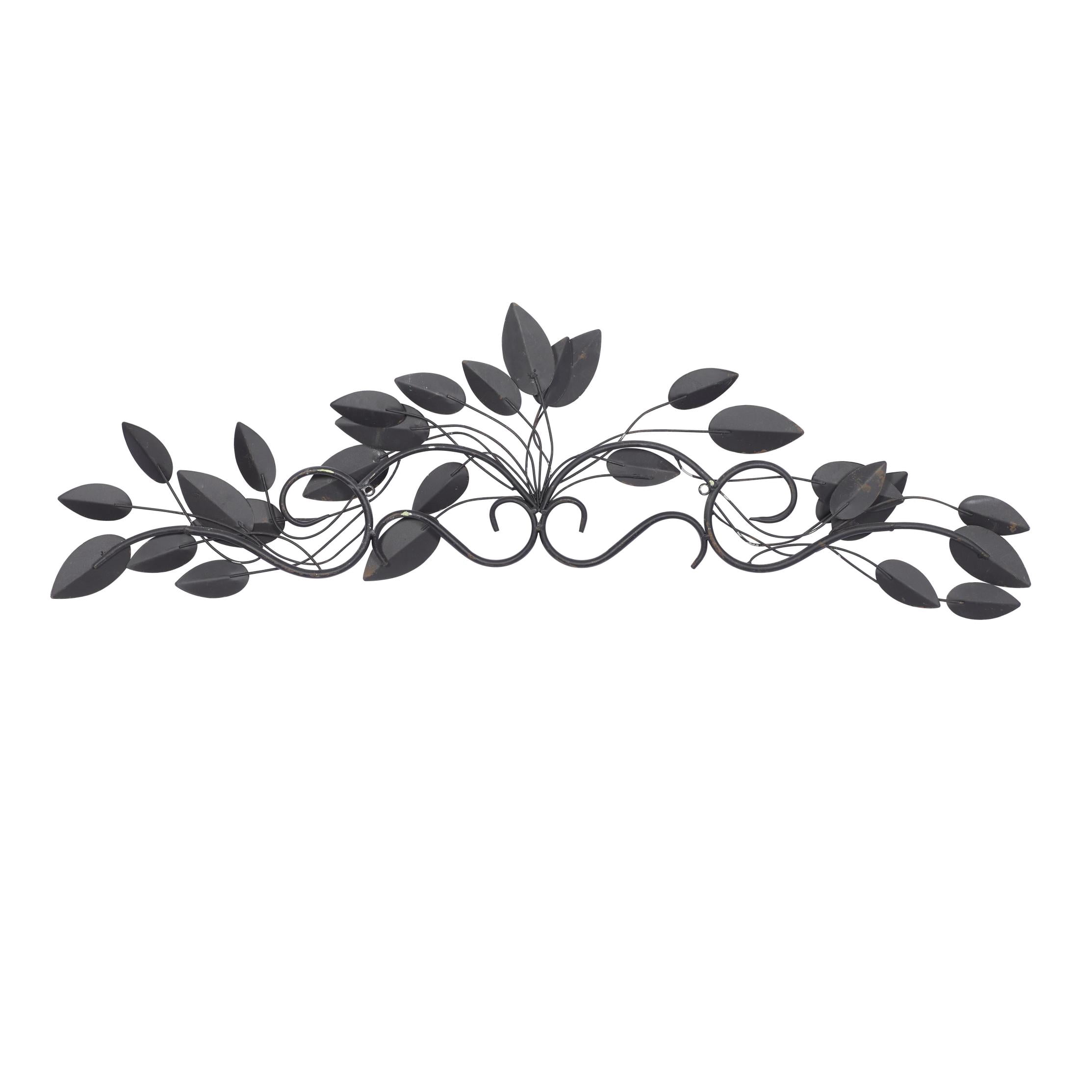 DecMode Blue Metal Scroll Leaf Wall Decor