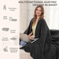thumbnail image 3 of Electric Heated Blanket King Size 90"x100" - 4 Heat Settings, 10H Auto Shut Off, Soft Coral Microplush & Sherpa Fabric, Machine Washable, Iron Gray, 3 of 7