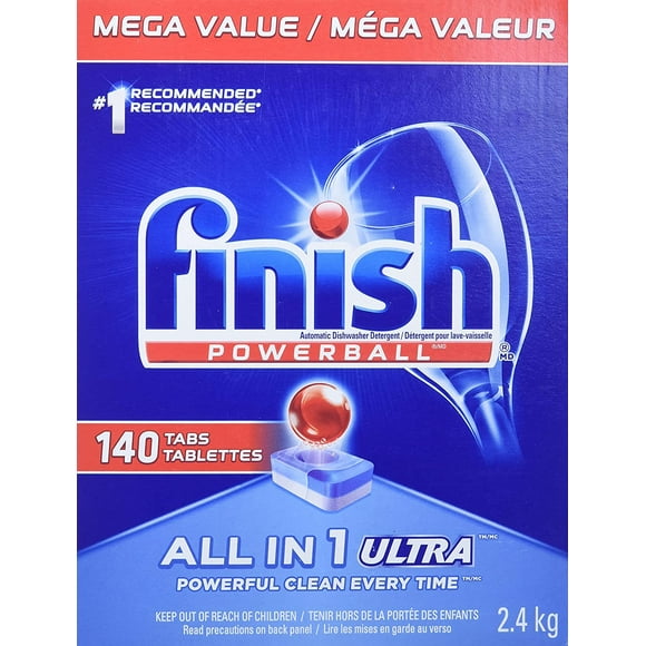 Powerball All-in-1 Ultra Dishwasher Detergent Tablets, 140 Count (2.4 kg) – Powerful Cleaning & Shine