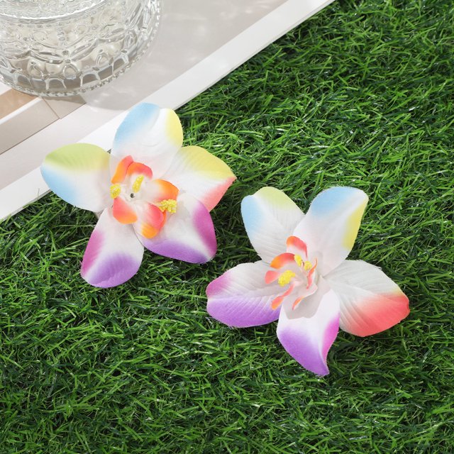 Horquillas de orquídeas simuladas, pinza para el pelo de flor blanca y rosa para mujer, horquilla para foto de playa de viaje de verano, Clip LATERAL, tocados de moda