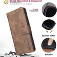 thumbnail image 3 of Wallet Case for Google Pixel 9A RFID Blocking Flip Cover with Card Slots & Kickstand Brown, 3 of 7