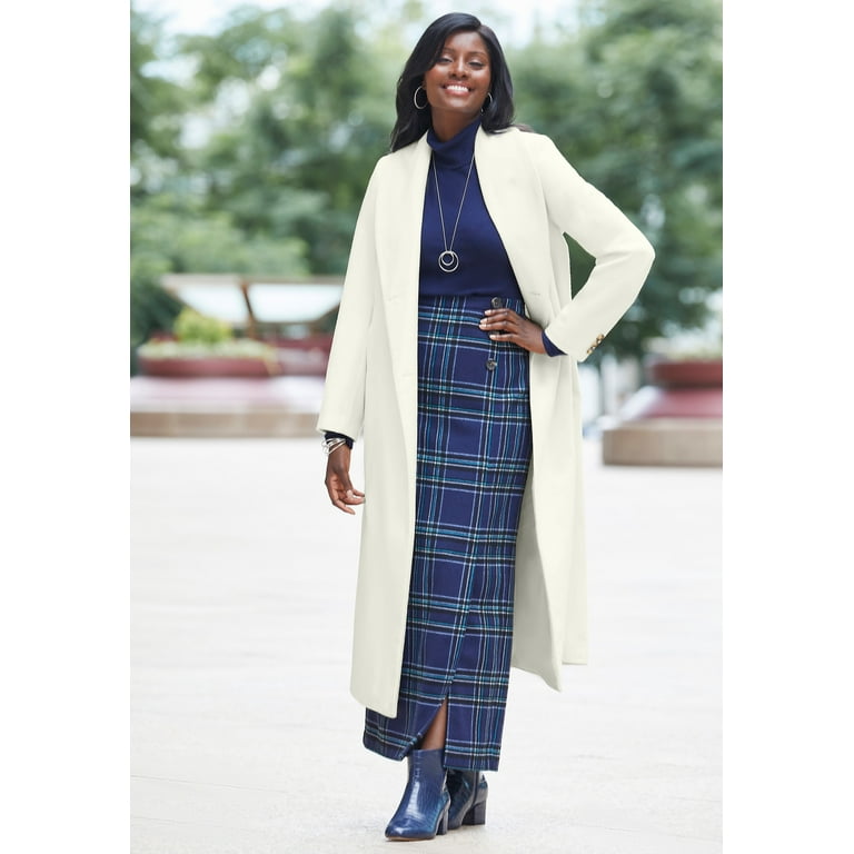 Jessica London Women's Plus Size Long Shawl Collar Wool Coat Wool