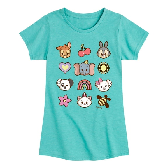 Disney Classics - Character Group With Icons - Toddler & Youth Girls Short Sleeve Graphic T-Shirt