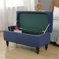 thumbnail image 6 of Storage Ottoman Slipcover with Elastic Band, High Elastic Ottoman Covers, Thick Rectangle Ottoman Slipcover for Home, Living Room, Office Dark Blue, 6 of 8