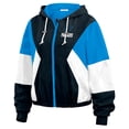 thumbnail image 2 of Women's WEAR by Erin Andrews  Black Carolina Panthers Color Block Full-Zip Windbreaker Jacket, 2 of 5