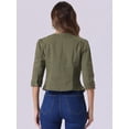 thumbnail image 3 of DARING DIVA Women's Collarless 3/4 Sleeve Denim Jackets L Army Green, 3 of 6