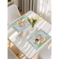 thumbnail image 5 of Happy Easter Placemats Set of 4, Spring Easter Eggs Bunny Floral Teal Wood Placemats for Dining Table, Place Mats for Kitchen Tabletop, Waterproof Wipeable Dining Table Mats Set, 5 of 9