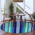 thumbnail image 3 of Mexican Style Round Area Rug 8Ft Washable Large Circle Rugs for Living Room Dorm, Colorful Mexico Stripes Teal Blue Non-Slip Carpet Floor Mats Indoor Outdoor Carpet Runner Aesthetic Home Decor, 3 of 8