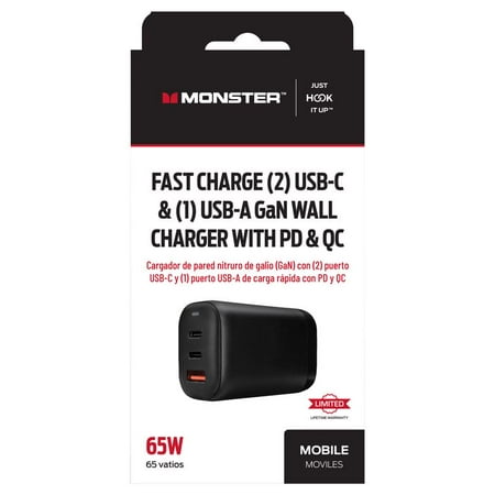 Monster Just Hook It Up 2 Port USB C/1 Port USB A w/PD & QC 1 pk