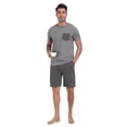 thumbnail image 3 of GIRUNS Men's Pajama Sets 2 piece Sets Crew Neck Shorts Sleeve and Shorts with Pocket Pjs Sleepwear Set Dark Grey L, 3 of 7