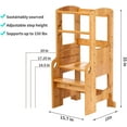 thumbnail image 6 of ZOPan Height Adjustable Bamboo Step Stool | Step Ladder Step Stool | Kitchen Step Stool | Safe and Sturdy Standing Tower, Nature, 6 of 7