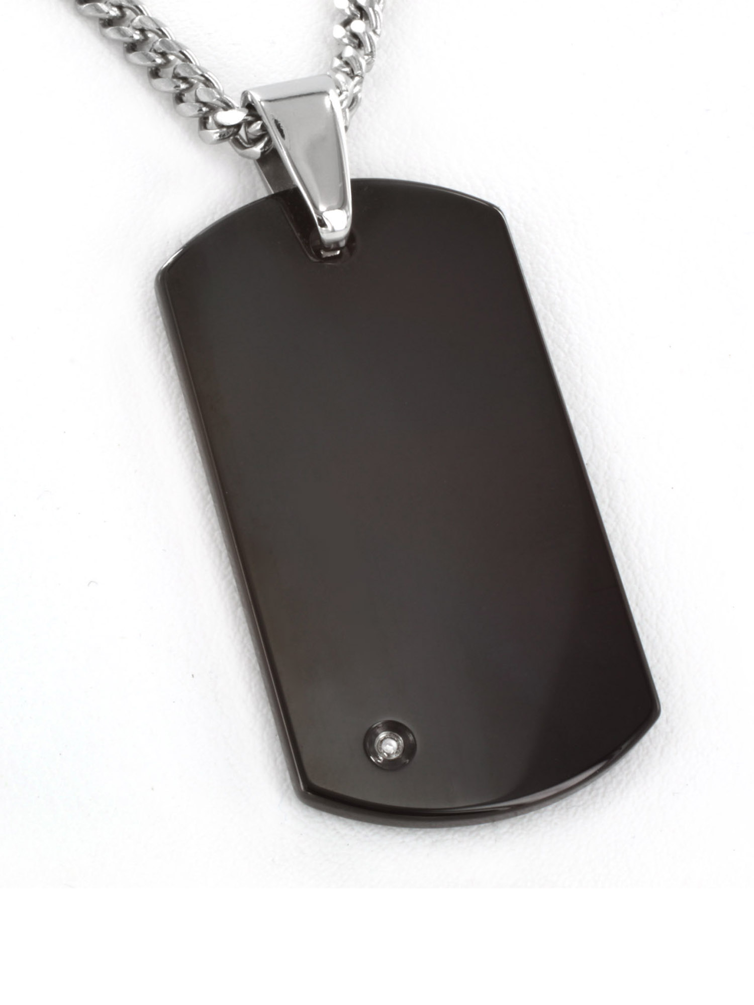 Crucible Black Plated Tungsten Carbide Diamond Dog Tag