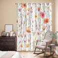 thumbnail image 3 of Kitchen Curtains 84 Inch Length 2 Panels, Flower Grommets Window Treatment Curtain, Eucalyptus Plant Garden Red Floral Watercolor Thermal Curtains Drapes for Living Room/Bathroom, 3 of 9