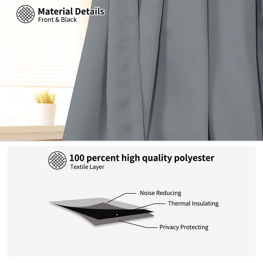 Unique Bargains 2-Pack French Door Curtains Panels Dark Gray 25" x 40"