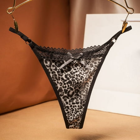 

UDAXB Lingerie Women Leopard Lace Mesh Sheer Underwear Lingerie Thongs Panties Sexy Briefs