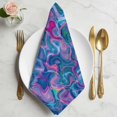 thumbnail image 2 of Purple Green Waves Cloth Napkins, Modern Abstract Art Washable and Reusable Dinner Napkins Set of 4, Table Napkin for Kitchen Party Birthday Wedding Hotel Housewarming 20"x20", 2 of 9