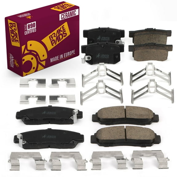 Metrix Premium Chassis Parts - Front & Rear Ceramic Disc Brake Pad Set Fits 2006-2011 Acura CSX, 2004-2008 TSX, 2003-2007 Honda Accord, Made in Europe