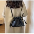 thumbnail image 5 of Ladies' fashionable minimalist bag, drawstring bucket bag, single shoulder crossbody bag, pleated bag, 5 of 7