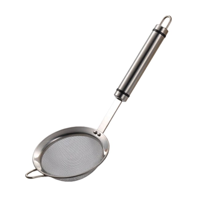 Stainless Steel Mesh Strainer Spoon with Heat-Resistant Hook Handle for Juicing and Kitchen Use