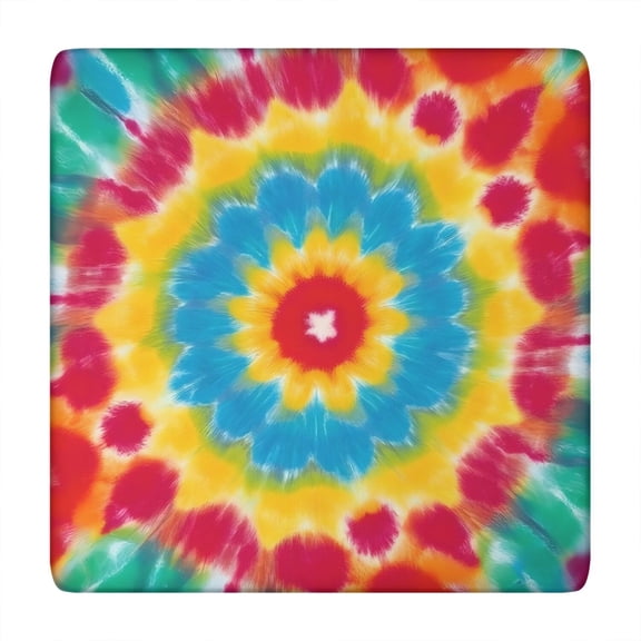Colorful Tie Dye Flower Pattern Square Fitted Tablecloth with Elastic Edge,Square Table Cover,Washable Elastic Table Cover for Home Kitchen Party Decor 34"x34"