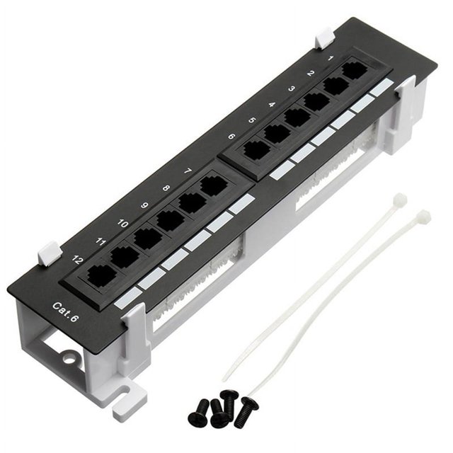 Kit de herramientas de red, panel de conexión CAT6 de 12 puertos, RJ45, montaje en pared con soporte de pared