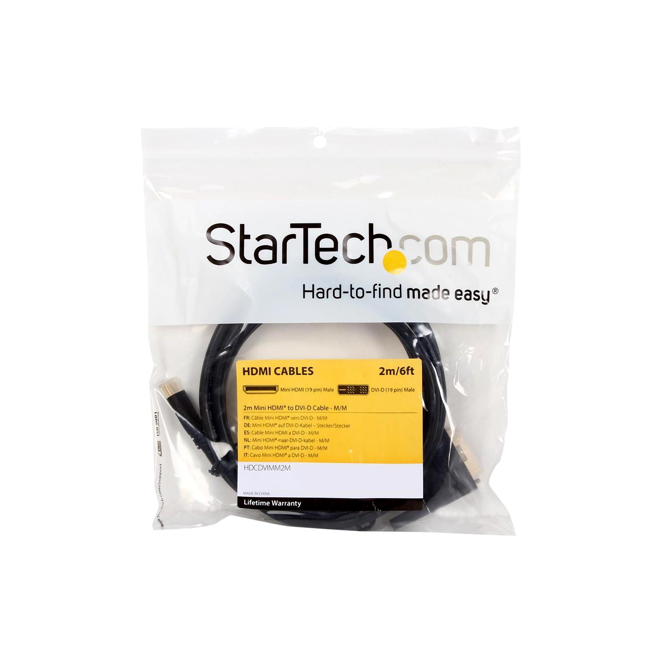 StarTech 2m Mini HDMI Male to DVI-D Male Cable, 30 AWG