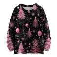 thumbnail image 2 of WTOBBY Christmas Themed Women's Knit Sweater Top, Long Sleeve Round Neck Printed Pullover, Casual Holiday Fashion Wear for Seasonal Outfits,Black M, 2 of 6