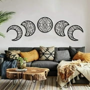 BUTORY 5Pcs Hollow Moon Phases Wall Art Wooden Moon Phases Wall Hanging Home Decor Background Gift Bedroom Wall Dcor, Wooden Frame