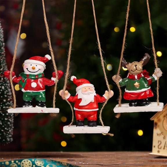 AOMXGD Christmas Figure Ornaments, Santa Snowman And Reindeer Hanging Pendants, Xmas Tree Decorations For Indoor Seasonal Scene Layout, 3 Styles Available