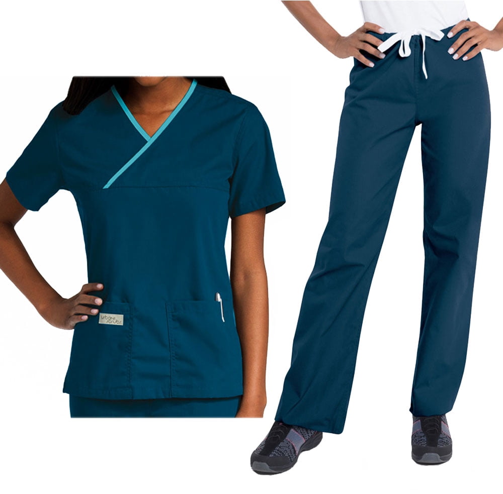 Landau Urbane Womens CrossOver Top 9534 And Drawstring Pant 9502 Scrub